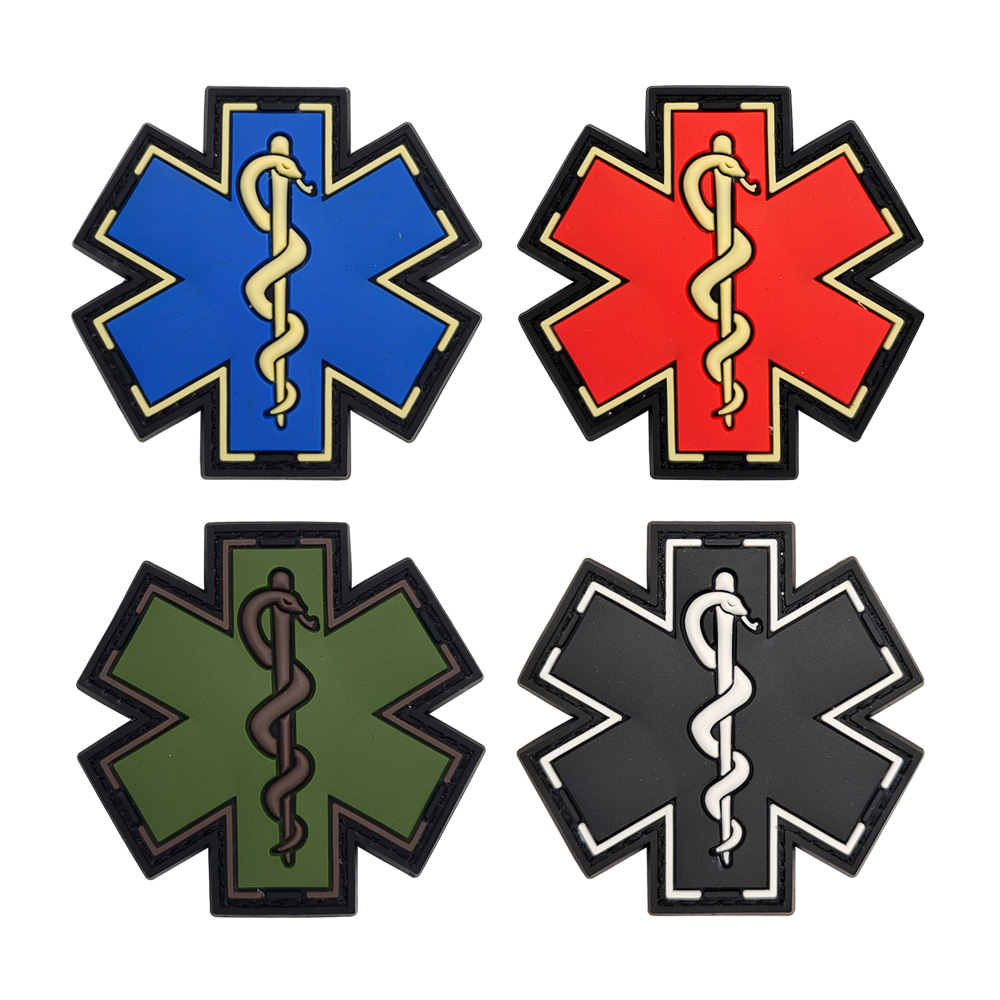 Huy Hiệu Hình Lục Giác Bằng Cao Su PVC Họa Tiết Ngôi Sao Rắn 3D Màu Xanh Dương Có Móc