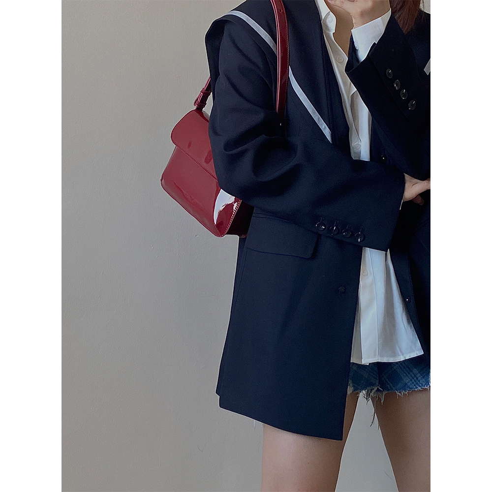 MOUSSON Túi Đeo Chéo Da Bóng Hình Vuông Cỡ Nhỏ Phong Cách retro Thời Trang Cho Nữ