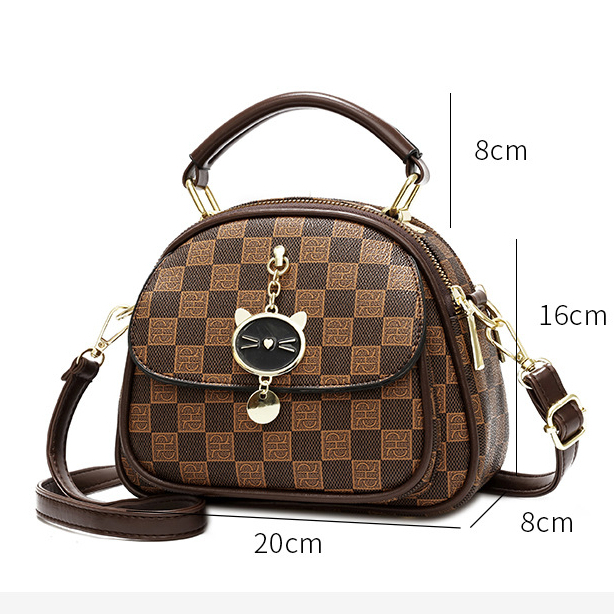 Túi Xách Đeo Vai Hình Tròn Nhỏ In Họa Tiết Độc Đáo Thời Trang Dễ Phối Đồ Cho Nữ