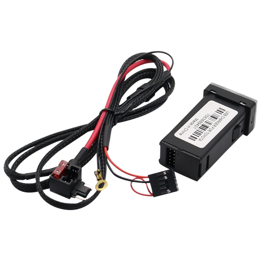 Tẩu Sạc Nhanh QC 3.0 USB 12V-24V Có Đèn LED Xanh Dương Cho Toyota Camry Collora RAV4 Yaris