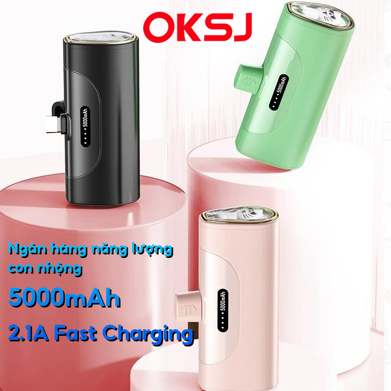 Pin sạc dự phòng OKSJ 5000mAh mini hỗ trợ sạc nhanh