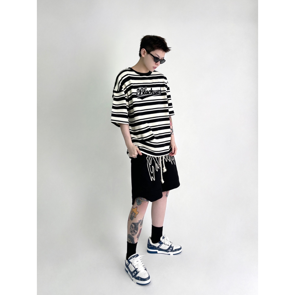 Aokang Áo Thun Tay Ngắn Cổ Tròn Họa Tiết Kẻ Sọc Đơn Giản Thời Trang Mùa Hè Cho Nam