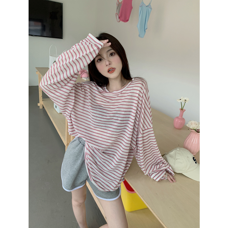 Lalisas Set Áo Thun Tay Dài Chống Nắng Cổ Thuyền + Quần Short Thể Thao Đơn Giản Cho Nữ (Đặt Hàng Riêng Biệt)