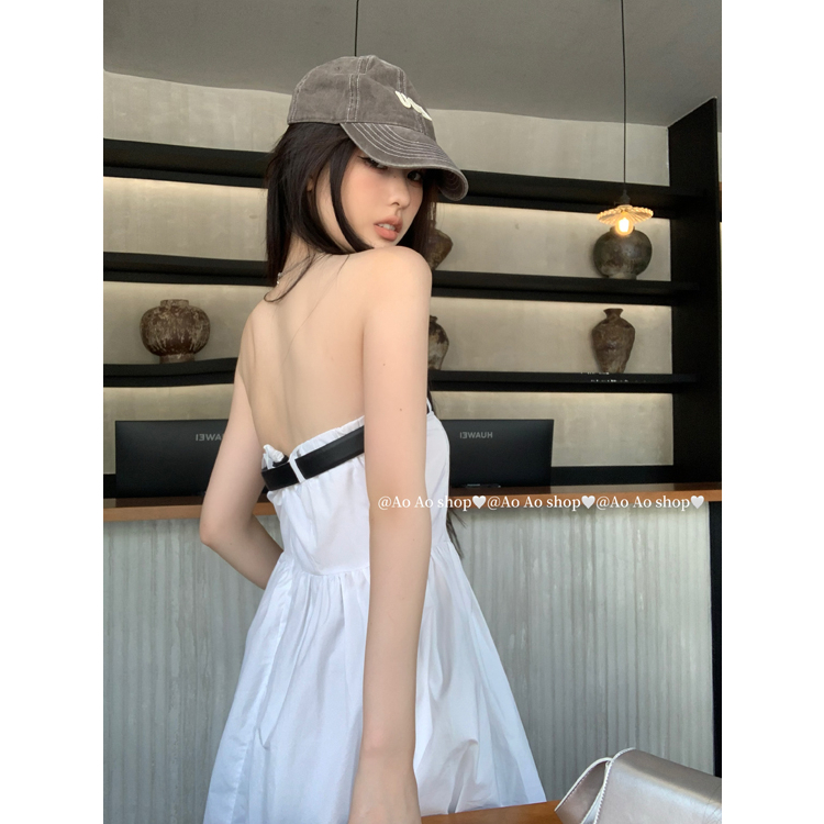 Lalisas Đầm Ngắn Không Dây Có Thắt Lưng Phong Cách niche Cá Tính Cho Nữ