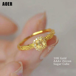 Nhẫn Titan Vàng 18K Đính Đá Zircon AAA + Zircon Cho Nữ