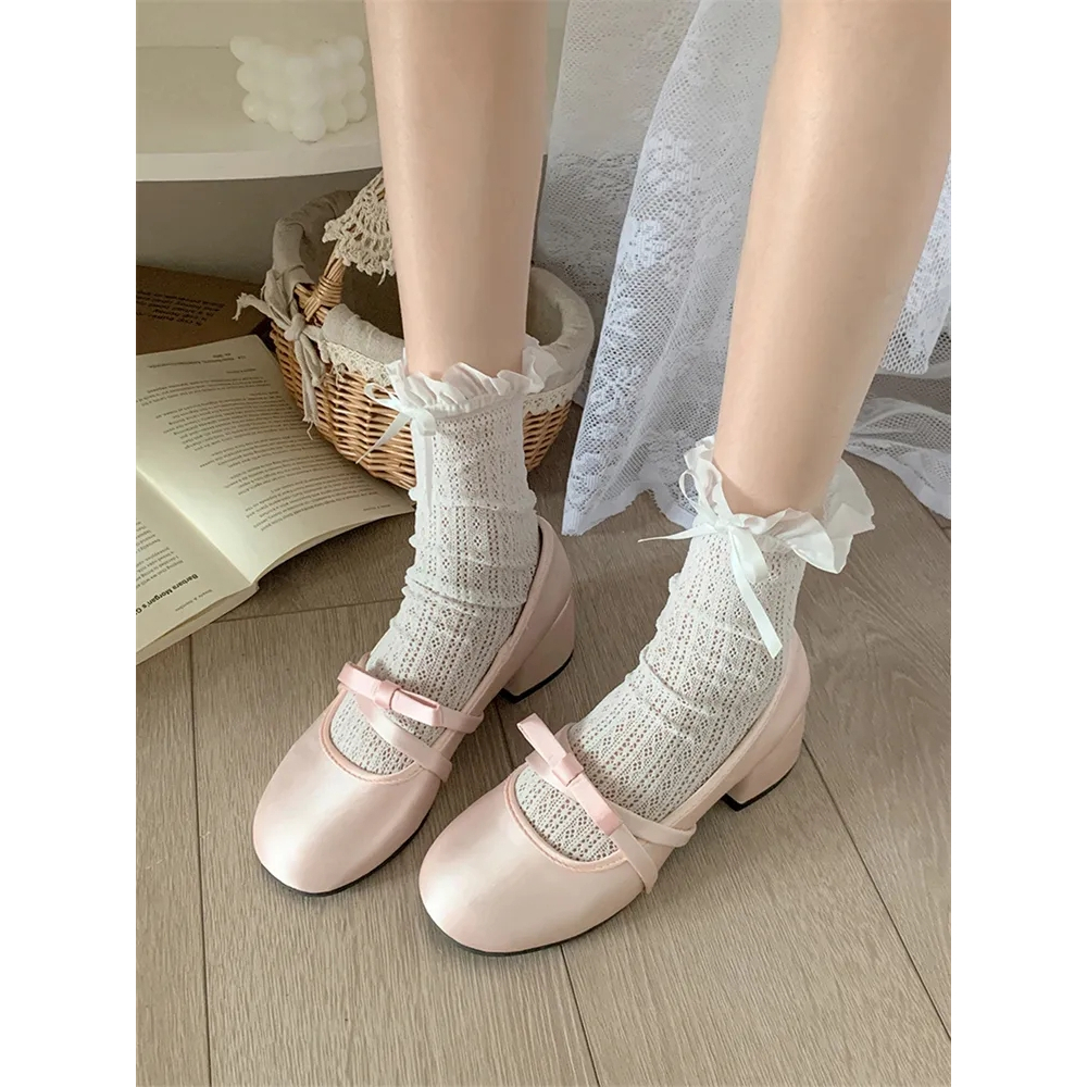 Giày Búp Bê Gót Dày Mũi Tròn Phong Cách Mary Jane Pháp Thời Trang Mùa Hè Hàng Mới Dành Cho Bạn Nữ