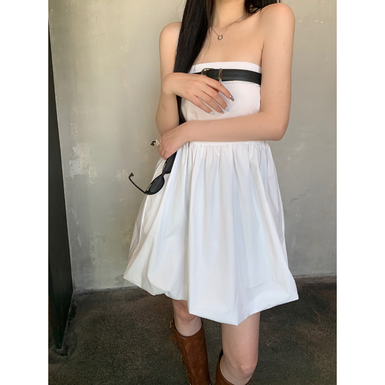 Lalisas Đầm Ngắn Không Dây Có Thắt Lưng Phong Cách niche Cá Tính Cho Nữ