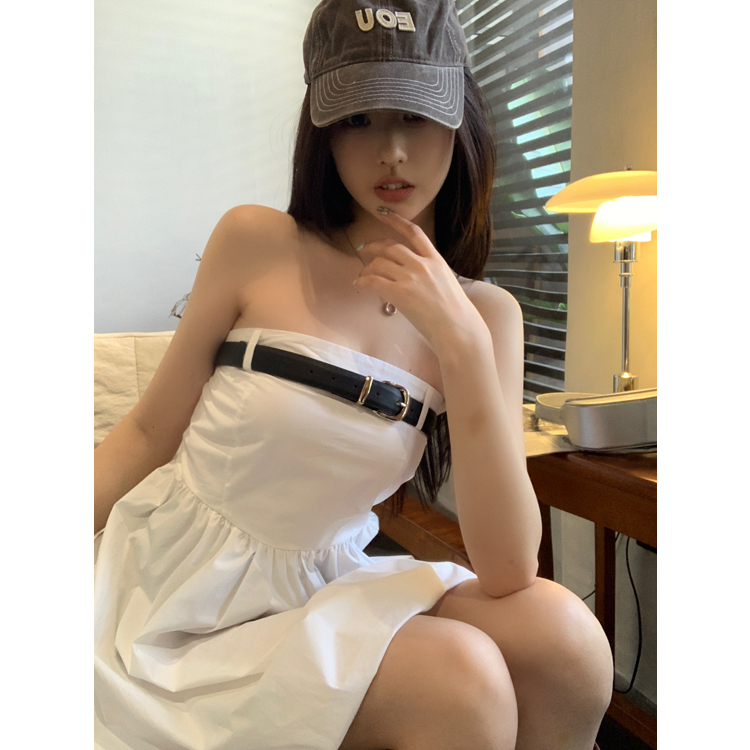 Lalisas Đầm Ngắn Không Dây Có Thắt Lưng Phong Cách niche Cá Tính Cho Nữ