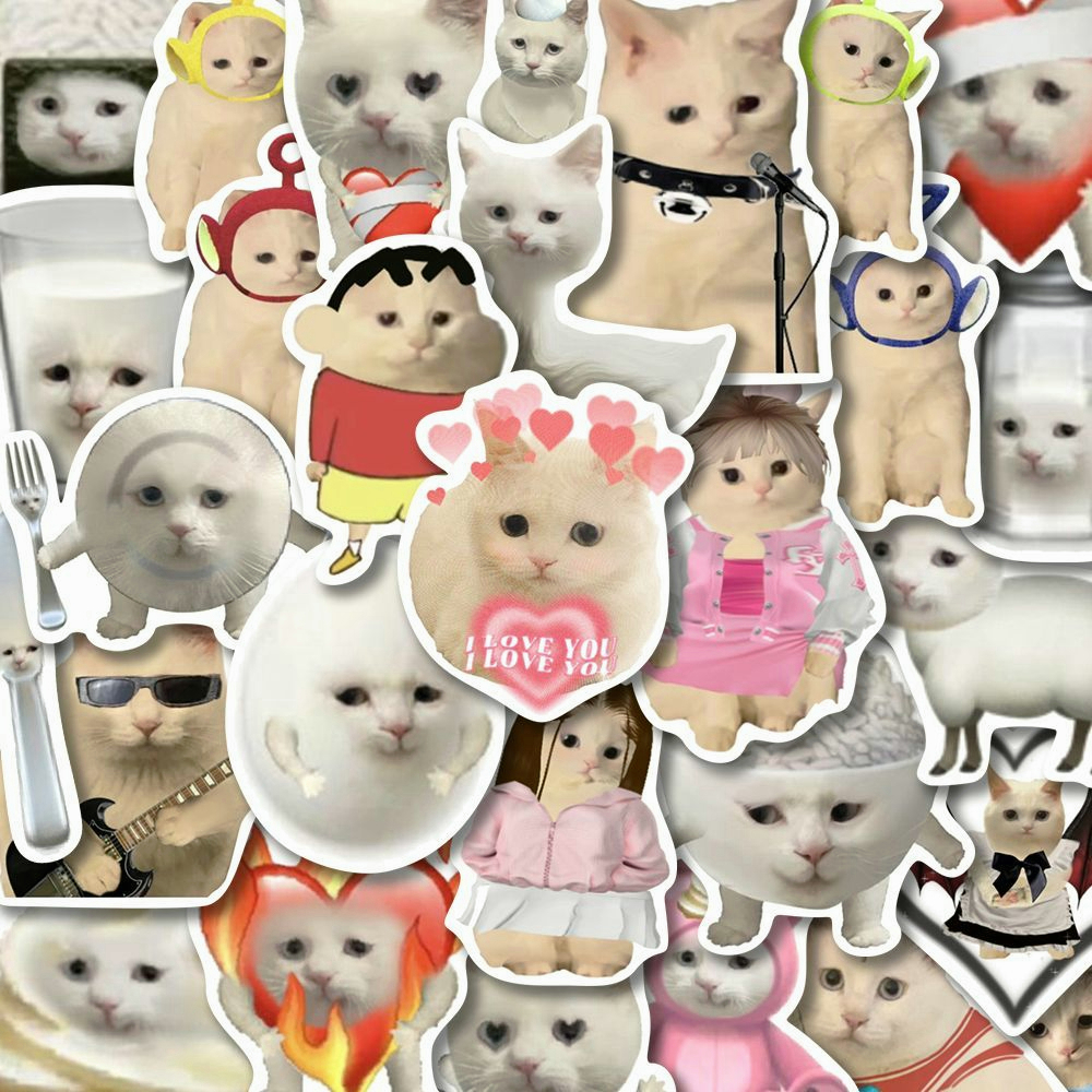 Bộ 50 Miếng Dán Hình Mèo Emoji Dễ Thương Trang Trí Sổ Tay / Nhật Ký diy