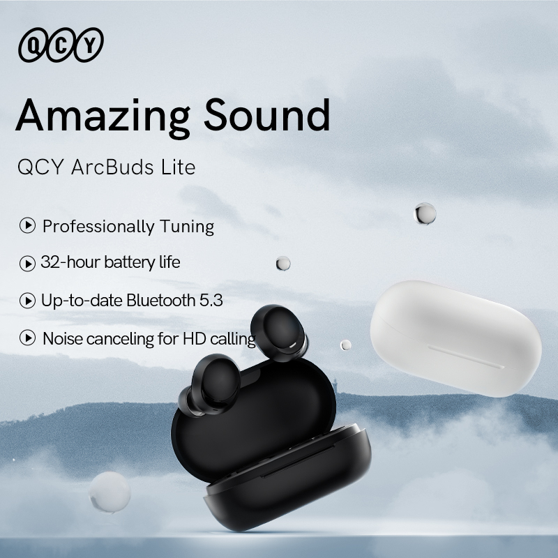 Tai Nghe Không Dây QCY ArcBuds Lite / T27 Bluetooth 5.3 Pin 32H HD Có Thể Điều Chỉnh