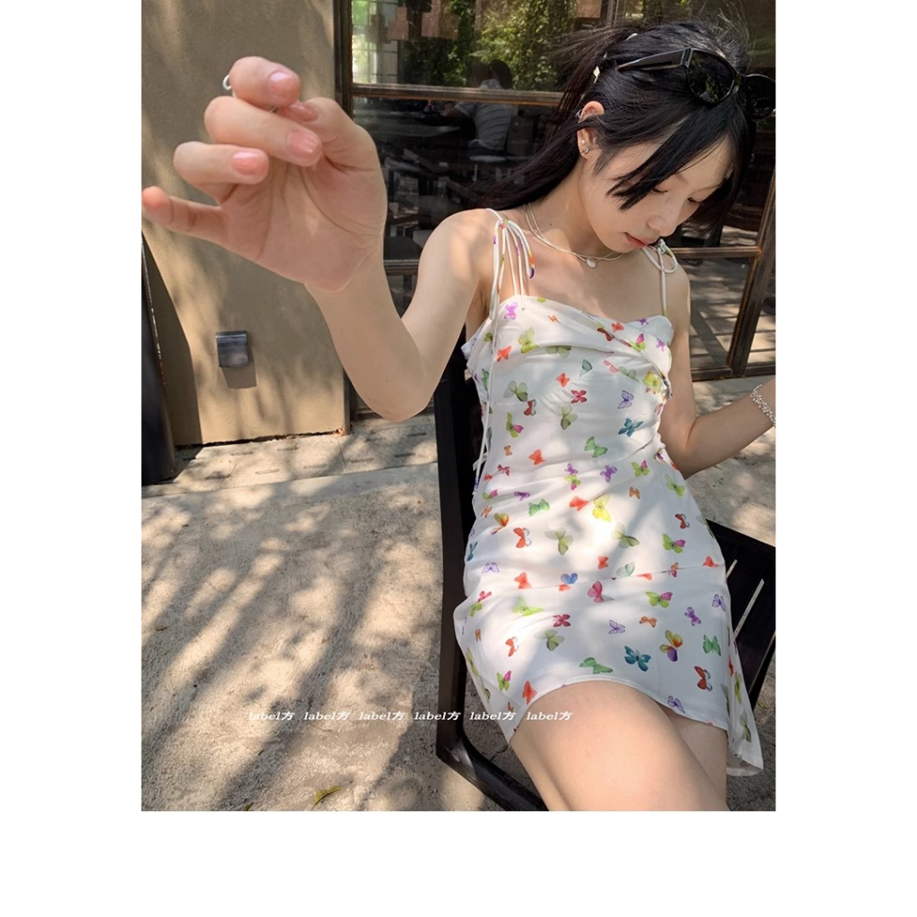 Váy Ngắn Eo Cao Họa Tiết Bướm Nhiều Màu Sắc Ngọt Ngào Thời Trang Mùa Hè Cho Nữ