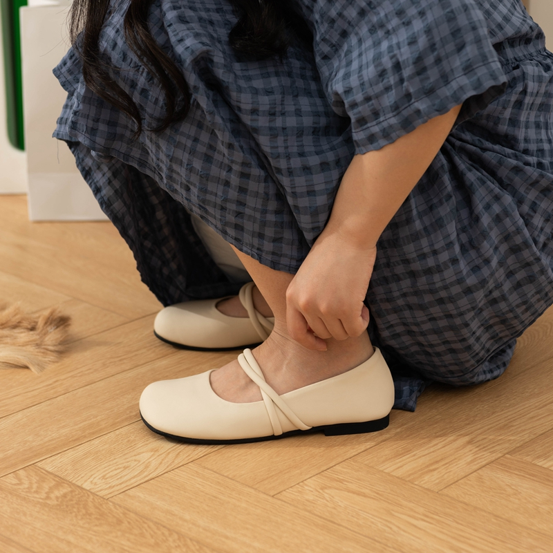 Giày Búp Bê Mary Jane Mũi Tròn Đế Mềm Êm Chân Thời Trang Hè 2023 Cho Nữ