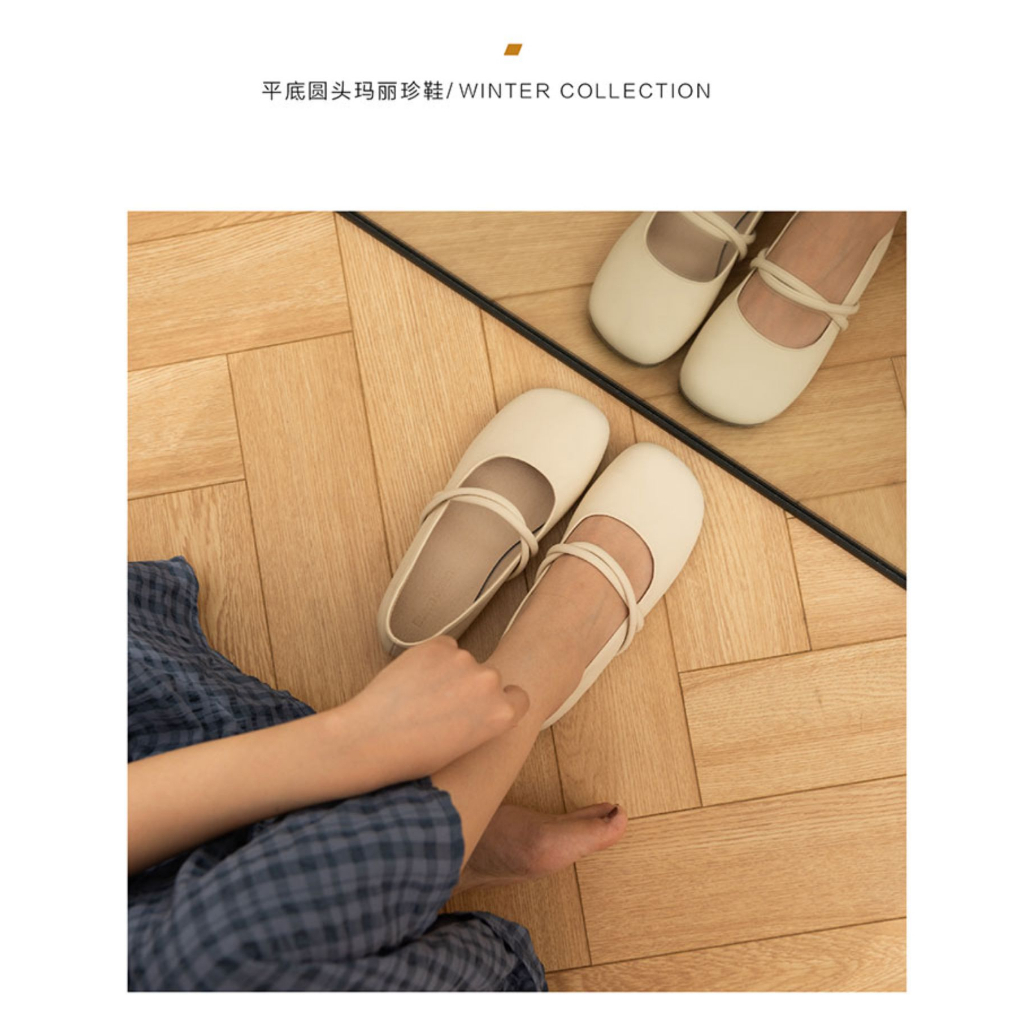 Giày Búp Bê Mary Jane Mũi Tròn Đế Mềm Êm Chân Thời Trang Hè 2023 Cho Nữ