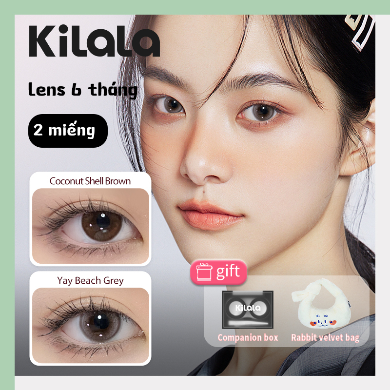 Cặp kính áp tròng Kilala màu nâu sử dụng 6 tháng (0.00 -800) 14 2mm