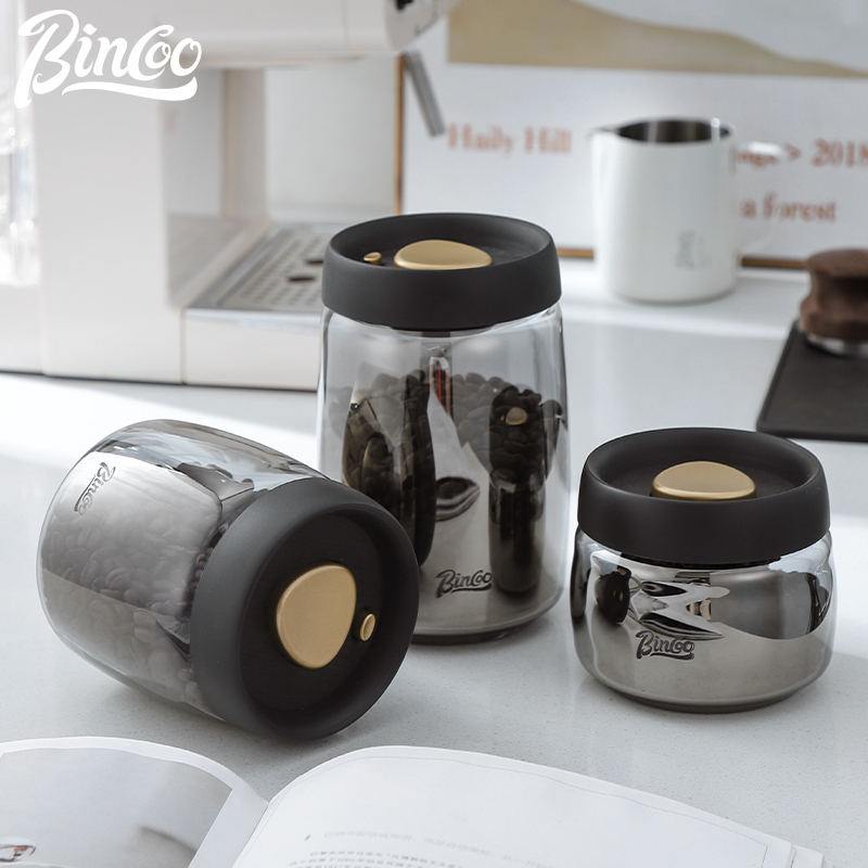 Bincoo Hũ Thủy Tinh Đựng Hạt Cà Phê / Trà Chân Không Tiết Kiệm Diện Tích