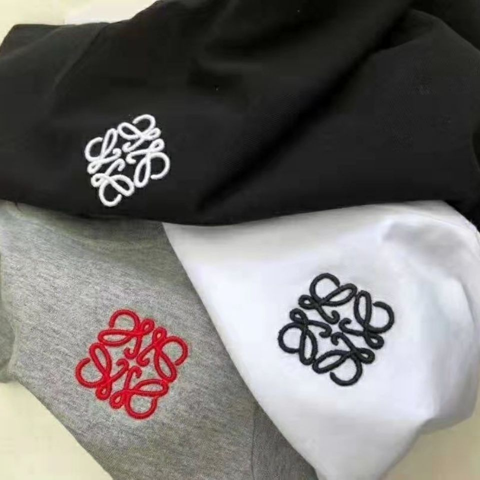 Áo Thun Thêu logo Cổ Thấp Thời Trang Cho Cặp Đôi