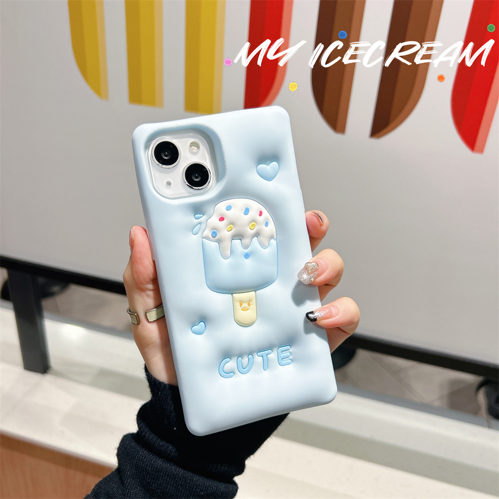Ốp Điện Thoại Silicon Mềm Họa Tiết Que Kem Mùa Hè Màu Macaron Cho iphone 14 Pro Max 13 Pro Max 12 Pro Max