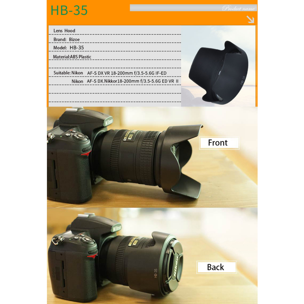 Loa Che Nắng Chuyên Dụng Cho Ống Kính Nikon HB-25 / HB-32 / HB-35 / HB-37 / HB-39 / HB-45 / HB-53HB-69 / HB-90A / HB-N106 / DCS-52 / Hn40