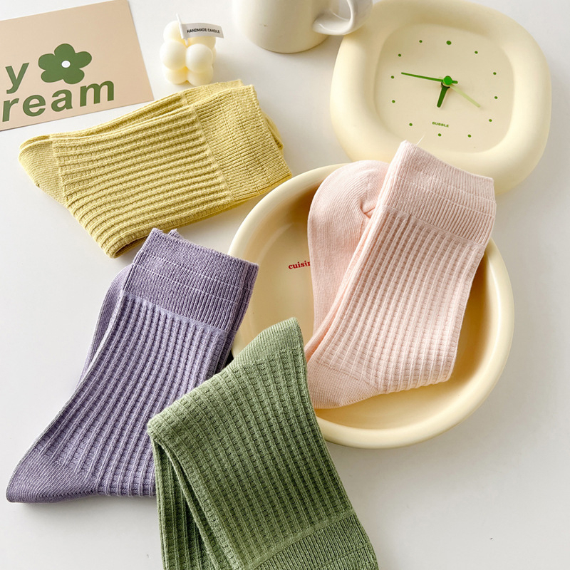 FHYL Mới Đôi Vớ Cotton Họa Tiết Mặt Cười Phong Cách Hàn Quốc Cho Nữ