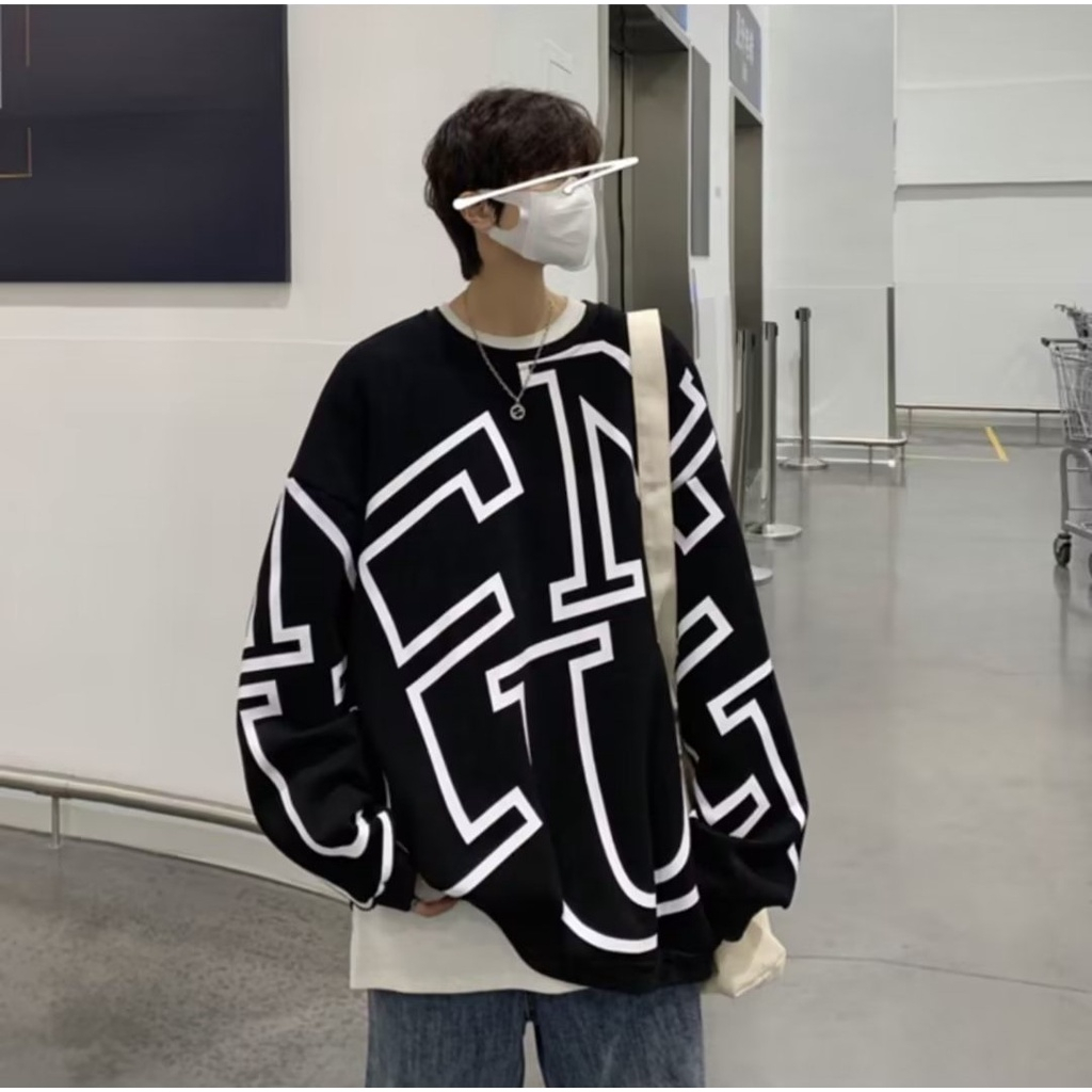 Áo sweater Tay Dài Dáng Rộng Phong Cách Thời Trang Hàn Quốc Cho Nam Giới Có size m-5xl