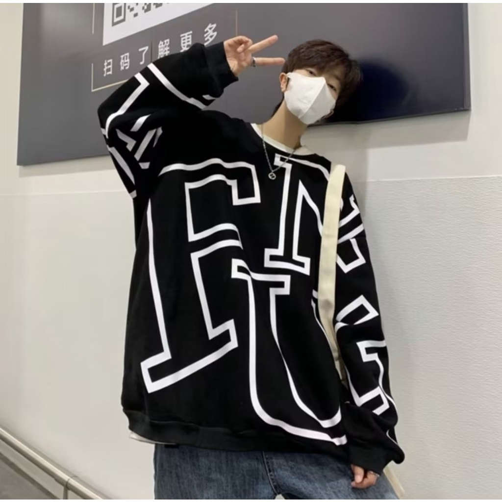 Áo sweater Tay Dài Dáng Rộng Phong Cách Thời Trang Hàn Quốc Cho Nam Giới Có size m-5xl