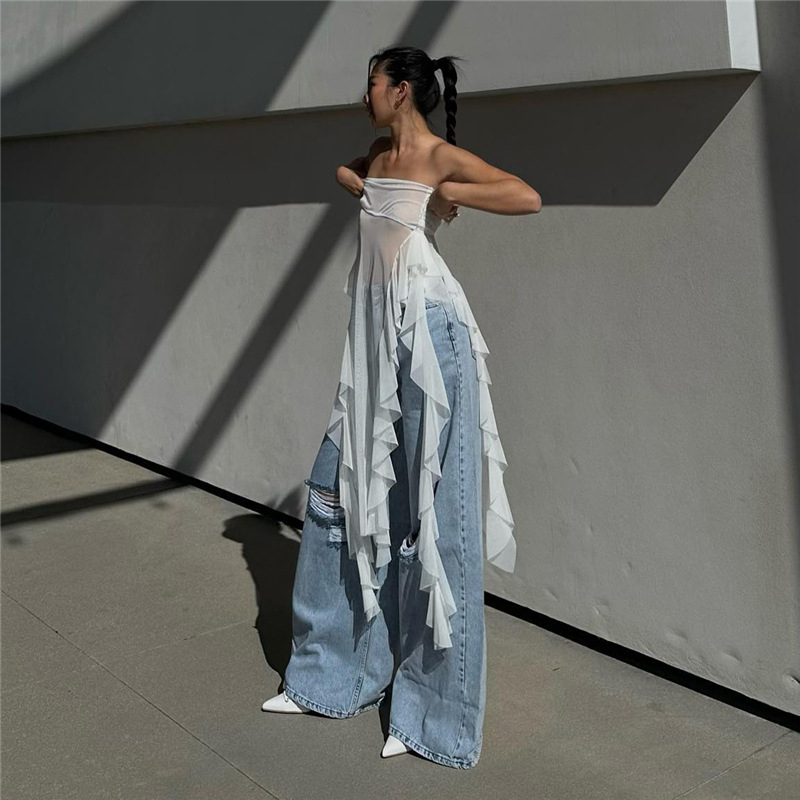 Klalien Áo Hai Dây Mỏng Vừa Vặn Màu Trơn Phối Tua Rua Phong Cách Âu Mỹ Thời Trang Mùa Hè 2023 Dành Cho Bạn Nữ