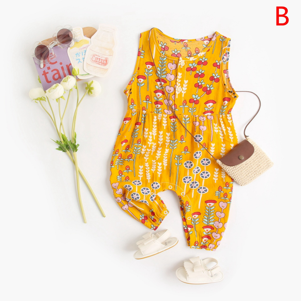 Sanlutoz Bộ Áo Liền Quần Không Tay In Hoa Dành Cho Bé Gái