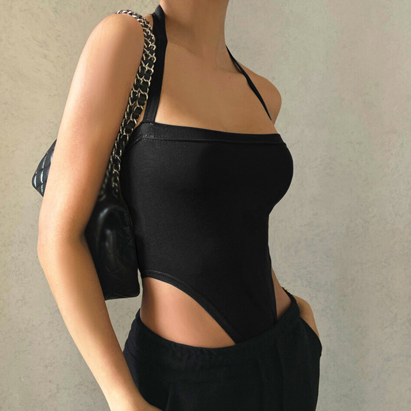 Áo Liền Quần Hai Dây Hở Lưng Màu Trơn Phong Cách Mỹ Thời Trang Mùa Hè Cho Nữ