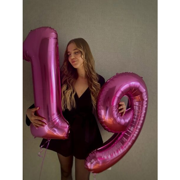 Bong Bóng Hình Số 0-9 32Inch Màu Đỏ Hồng Trang Trí Tiệc Cưới / Sinh Nhật