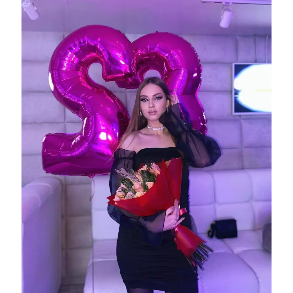 Bong Bóng Hình Số 0-9 32Inch Màu Đỏ Hồng Trang Trí Tiệc Cưới / Sinh Nhật