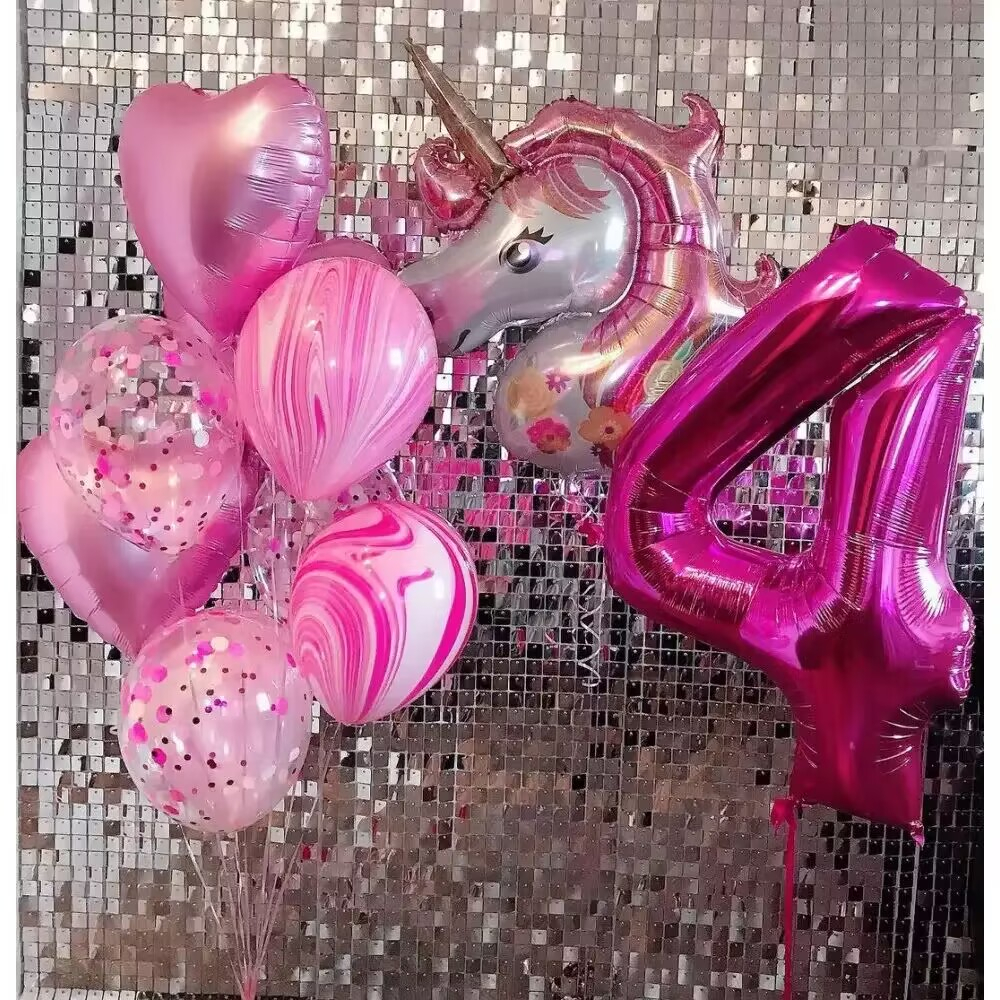 Bong Bóng Hình Số 0-9 32Inch Màu Đỏ Hồng Trang Trí Tiệc Cưới / Sinh Nhật