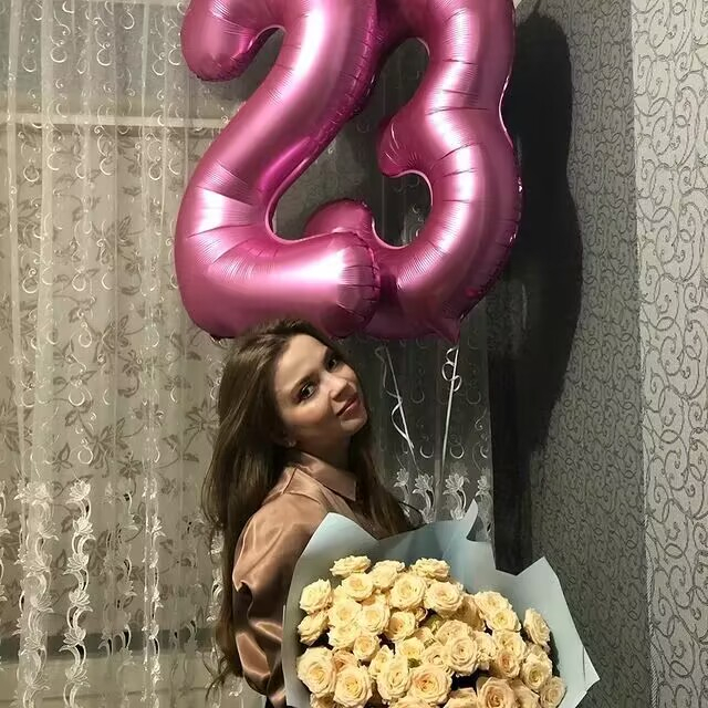 Bong Bóng Hình Số 0-9 32Inch Màu Đỏ Hồng Trang Trí Tiệc Cưới / Sinh Nhật