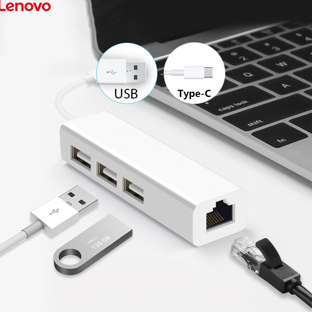 Bộ chuyển đổi thẻ mạng Lan LENOVO RJ45 Lan cổng USB / Type-C 3 USB2.0 di động họa tiết hoa hướng dương