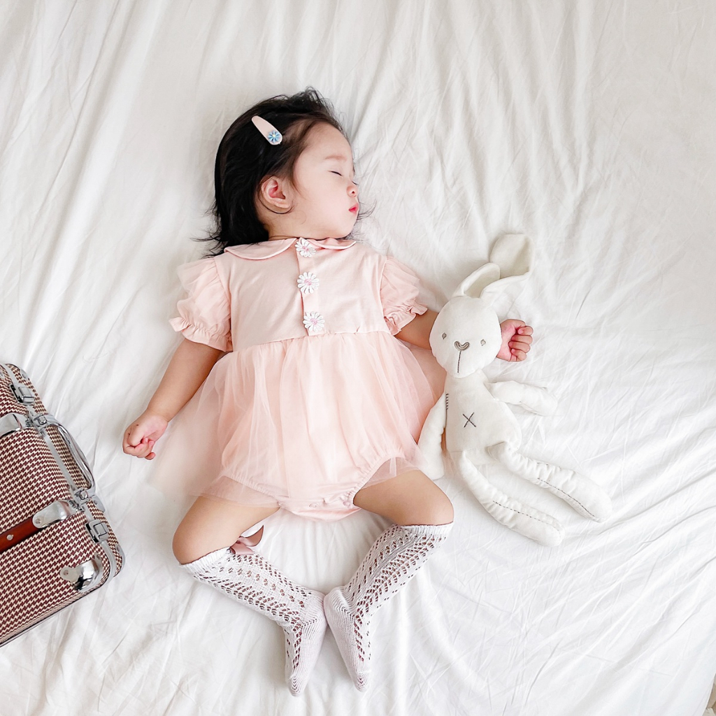 Sanlutoz Bộ Áo Liền Quần Bằng Cotton Tay Ngắn Thời Trang Mùa Hè Dành Cho Bé Gái