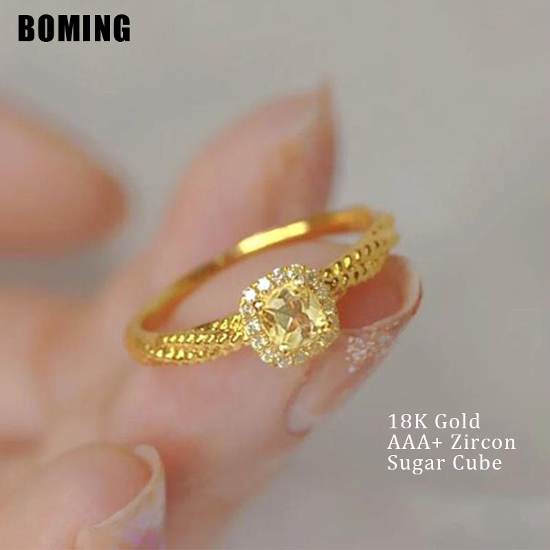 Nhẫn Titan Vàng 18K Đính Đá Zircon AAA + Zircon Cho Nữ
