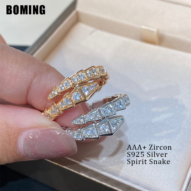 Nhẫn Titan Mạ Vàng 18K Đính Đá Zircon AAA + Zircon Hình Rắn Cho Nữ