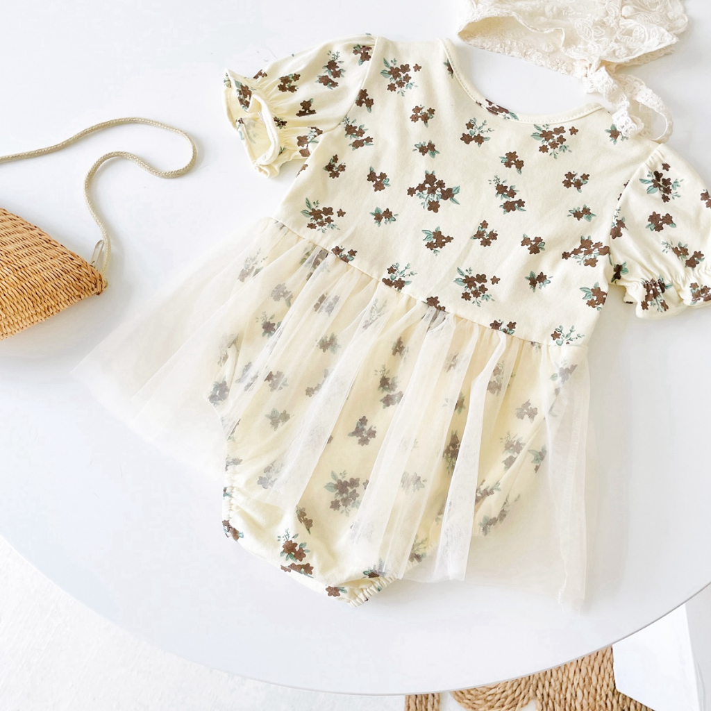 Sanlutoz Em bé Cô gái Bộ đồ thể thao Mùa hè Công chúa Đăng ten Bông lười biếng với Mũ