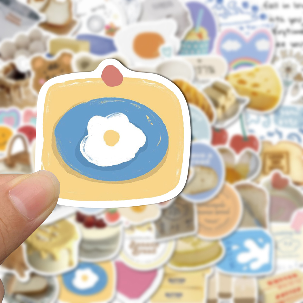 Bộ 63 Miếng Dán Trang Trí Laptop / Điện Thoại Hình Bơ Và Bánh Mì Nghệ Thuật Tối Giản Chống Thấm Nước