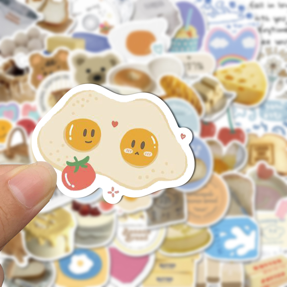 Bộ 63 Miếng Dán Trang Trí Laptop / Điện Thoại Hình Bơ Và Bánh Mì Nghệ Thuật Tối Giản Chống Thấm Nước