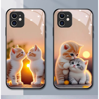 Ốp Điện Thoại Mặt Kính Cường Lực Họa Tiết Dễ Thương Cho iPhone 14 12 mini 11 15 pro max 13 8 Plus 7 6 6s XS max XR X