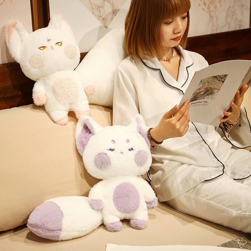 60cm-80cm Gấu Bông Cáo Đuôi Dài Thú Nhồi Bông Tiểu Hồ Ly Mềm Mại Dễ