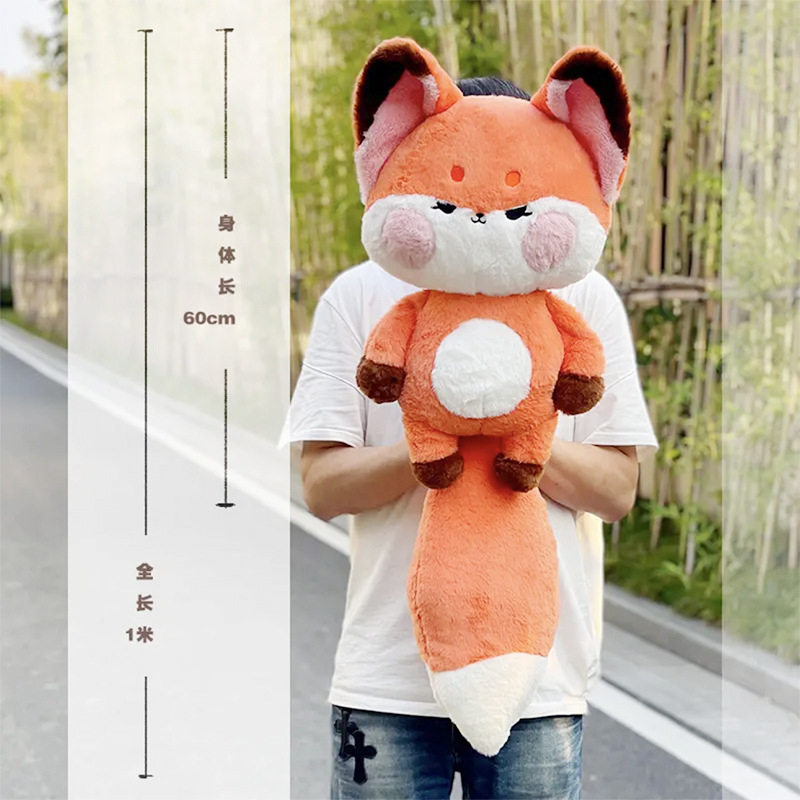 60cm-80cm Gấu Bông Cáo Đuôi Dài Thú Nhồi Bông Tiểu Hồ Ly Mềm Mại Dễ