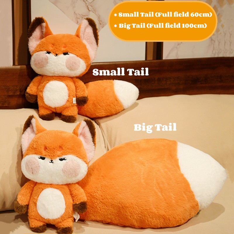 60cm-80cm Gấu Bông Cáo Đuôi Dài Thú Nhồi Bông Tiểu Hồ Ly Mềm Mại Dễ