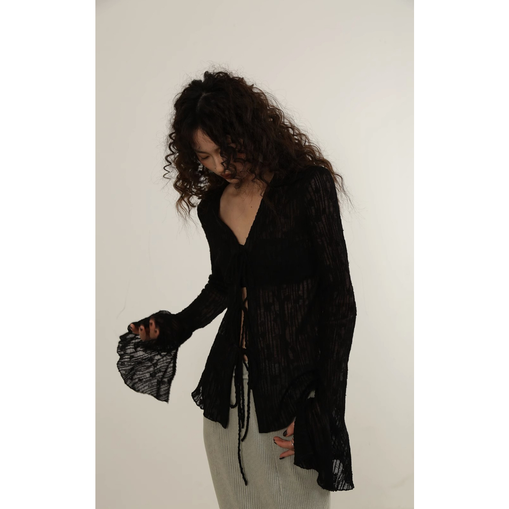 Áo Cardigan Ren Mỏng Cao Cấp Ôm Dáng Phong Cách Pháp Quyến Rũ Cho Nữ