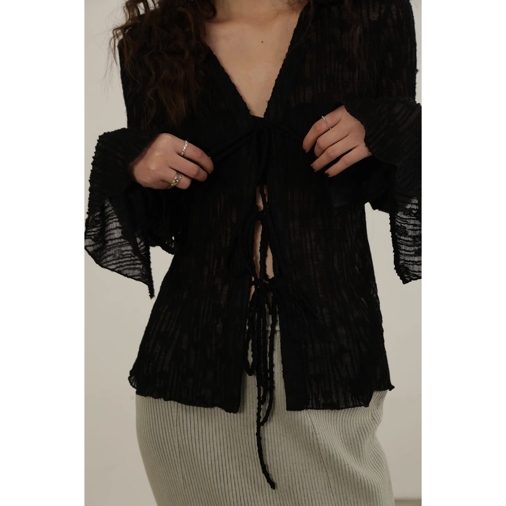 Áo Cardigan Ren Mỏng Cao Cấp Ôm Dáng Phong Cách Pháp Quyến Rũ Cho Nữ