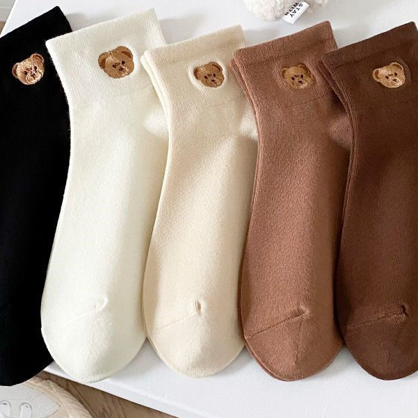 Vớ Cotton Cổ Thấp In Họa Tiết Gấu Hoạt Hình Dễ Thương Thời Trang Xuân Thu Cho Nữ