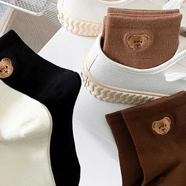 Vớ Cotton Cổ Thấp In Họa Tiết Gấu Hoạt Hình Dễ Thương Thời Trang Xuân Thu Cho Nữ