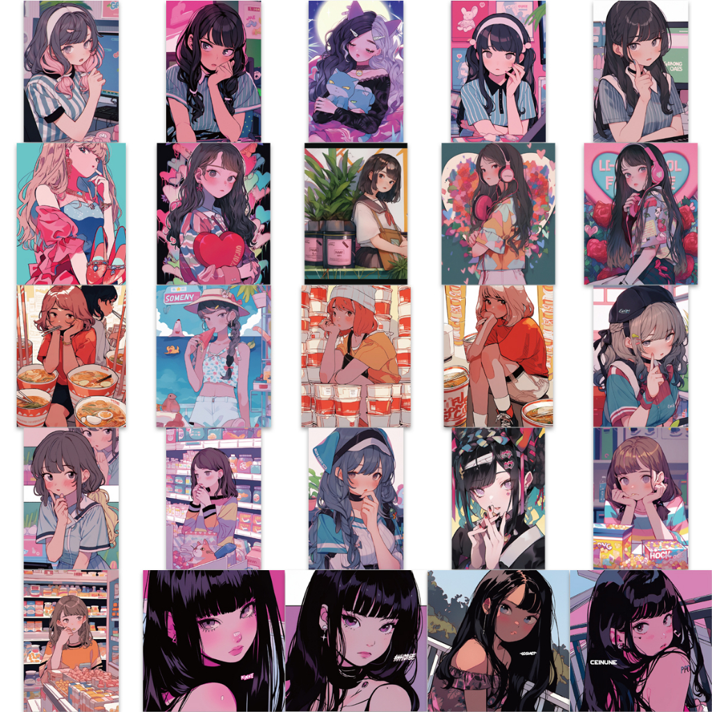 Bộ 10 / 52 Miếng Dán Chống Thấm Nước Họa Tiết Hoạt Hình Trang Trí Ván Trượt / Laptop / Xe Hơi