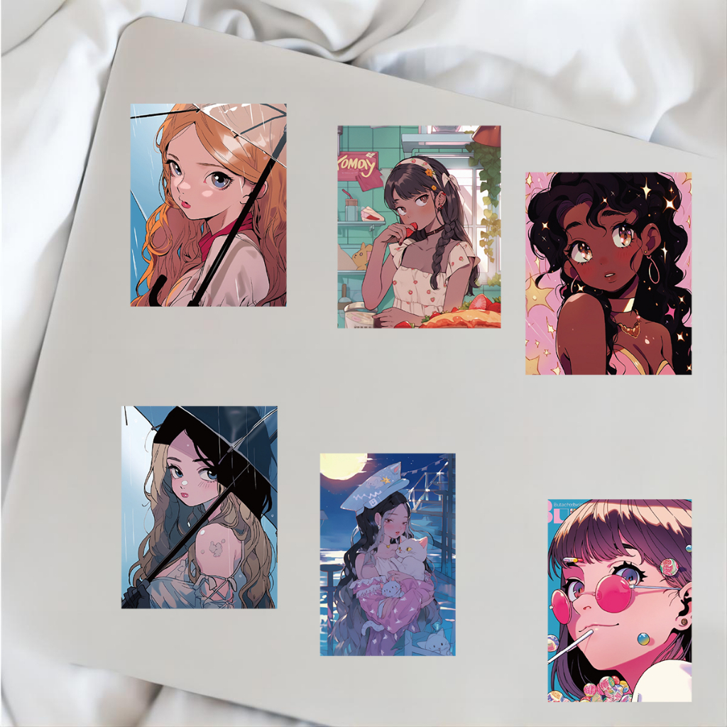 Bộ 10 / 52 Miếng Dán Chống Thấm Nước Họa Tiết Hoạt Hình Trang Trí Ván Trượt / Laptop / Xe Hơi