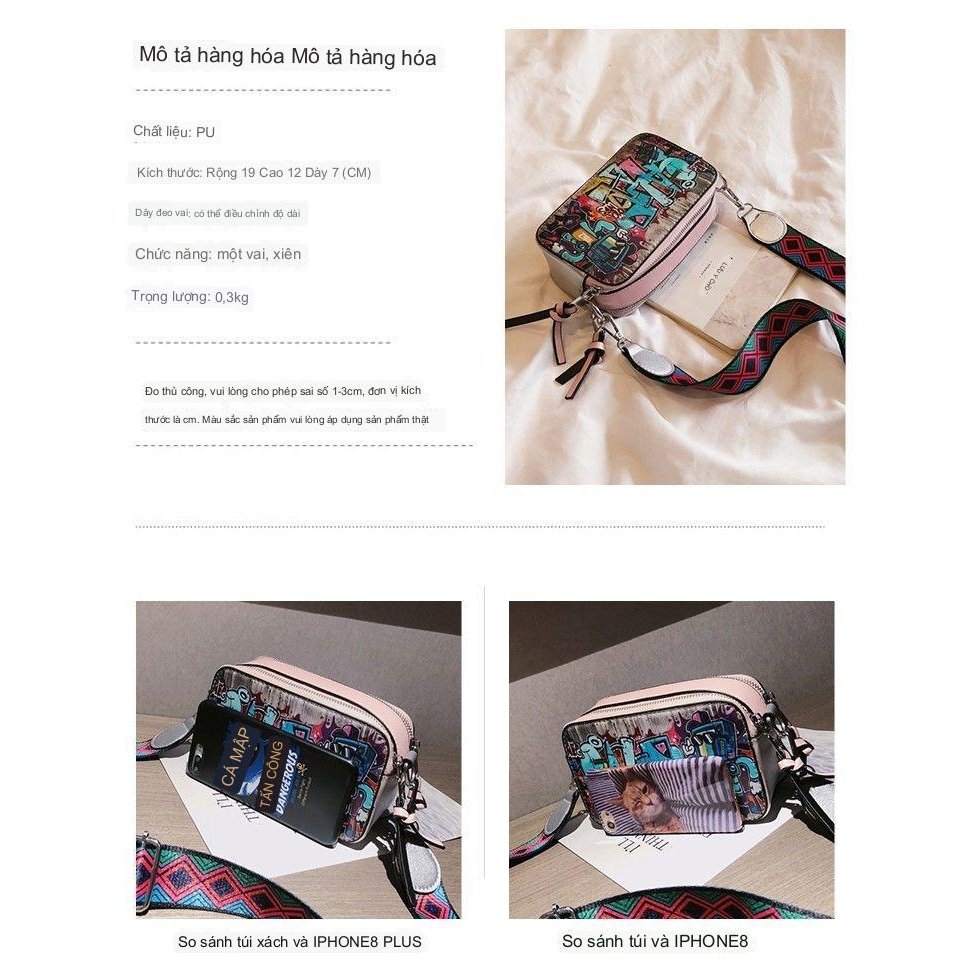 Túi Xách Thời Trang Cá Tính Cho Nữ#Túi Đeo Chéo Hình Vuông Nhỏ Họa Tiết Graffiti Mẫu Mới 2022 39; s